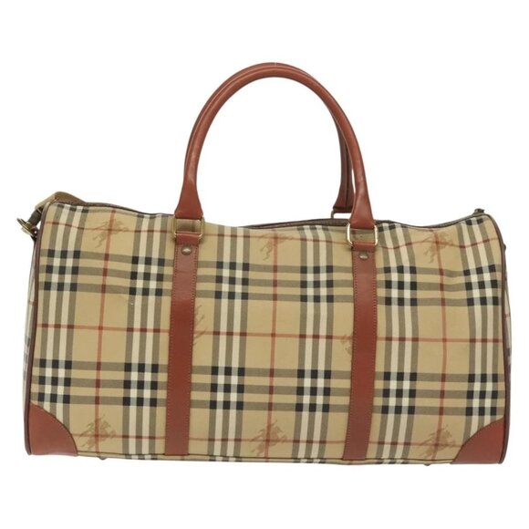 Burberrys Nova Check Boston Bag PVC 2way Beige Auth 137639 - Picture 2 of 16